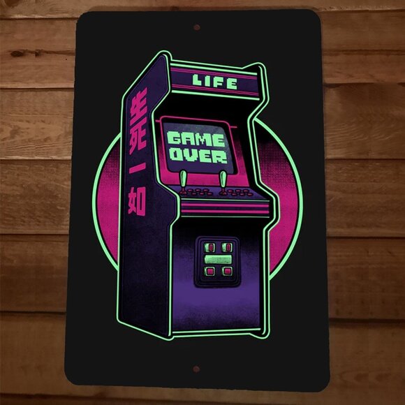 Life Game Over Video Game Machine 8x12 Metal Wall Sign Arcade - Picture 1 of 1